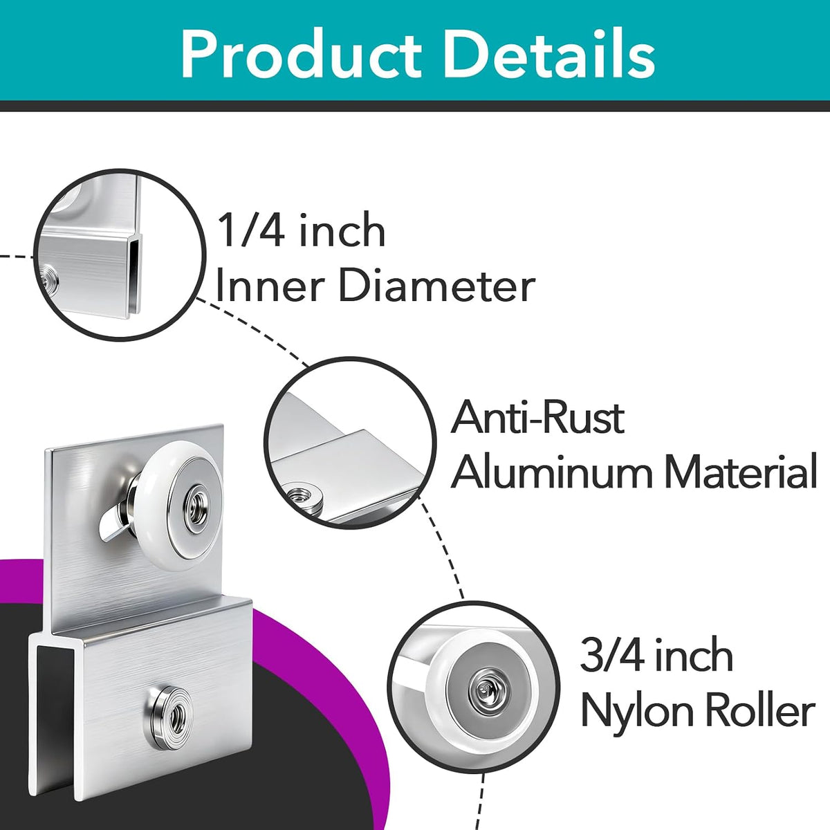 4 Pcs M 6054 Top Bracket Roller Assembly for Frameless Shower Doors
