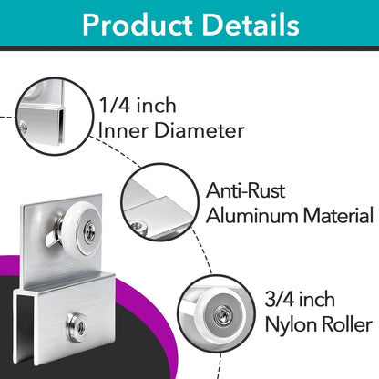 4 Pcs M 6054 Top Bracket Roller Assembly for Frameless Shower Doors