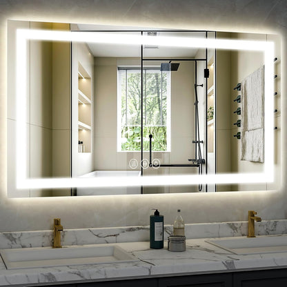 40"X60"LED Bathroom Mirror, Backlit + Front Lit Wall Mirror