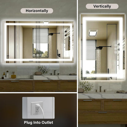 40"X60"LED Bathroom Mirror, Backlit + Front Lit Wall Mirror