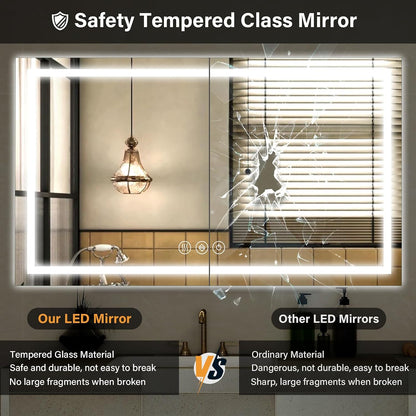 40"X60"LED Bathroom Mirror, Backlit + Front Lit Wall Mirror
