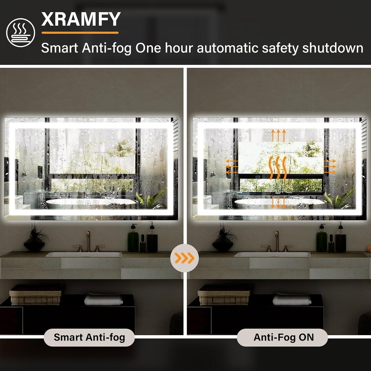 40"X60"LED Bathroom Mirror, Backlit + Front Lit Wall Mirror