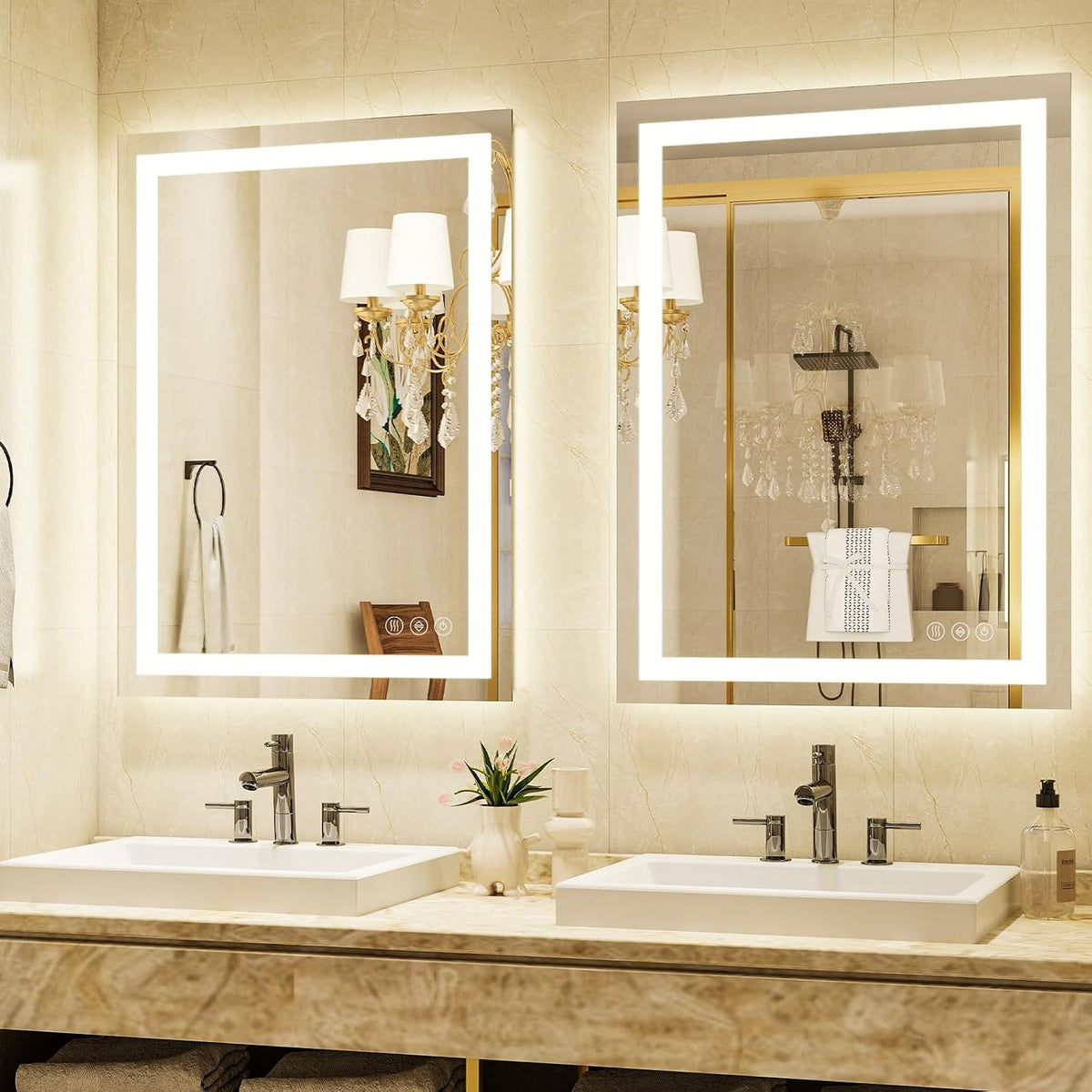 40"X60"LED Bathroom Mirror, Backlit + Front Lit Wall Mirror