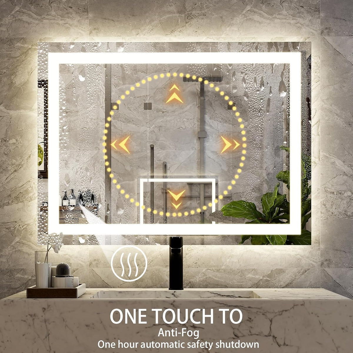 40"X60"LED Bathroom Mirror, Backlit + Front Lit Wall Mirror
