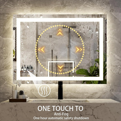 40"X60"LED Bathroom Mirror, Backlit + Front Lit Wall Mirror