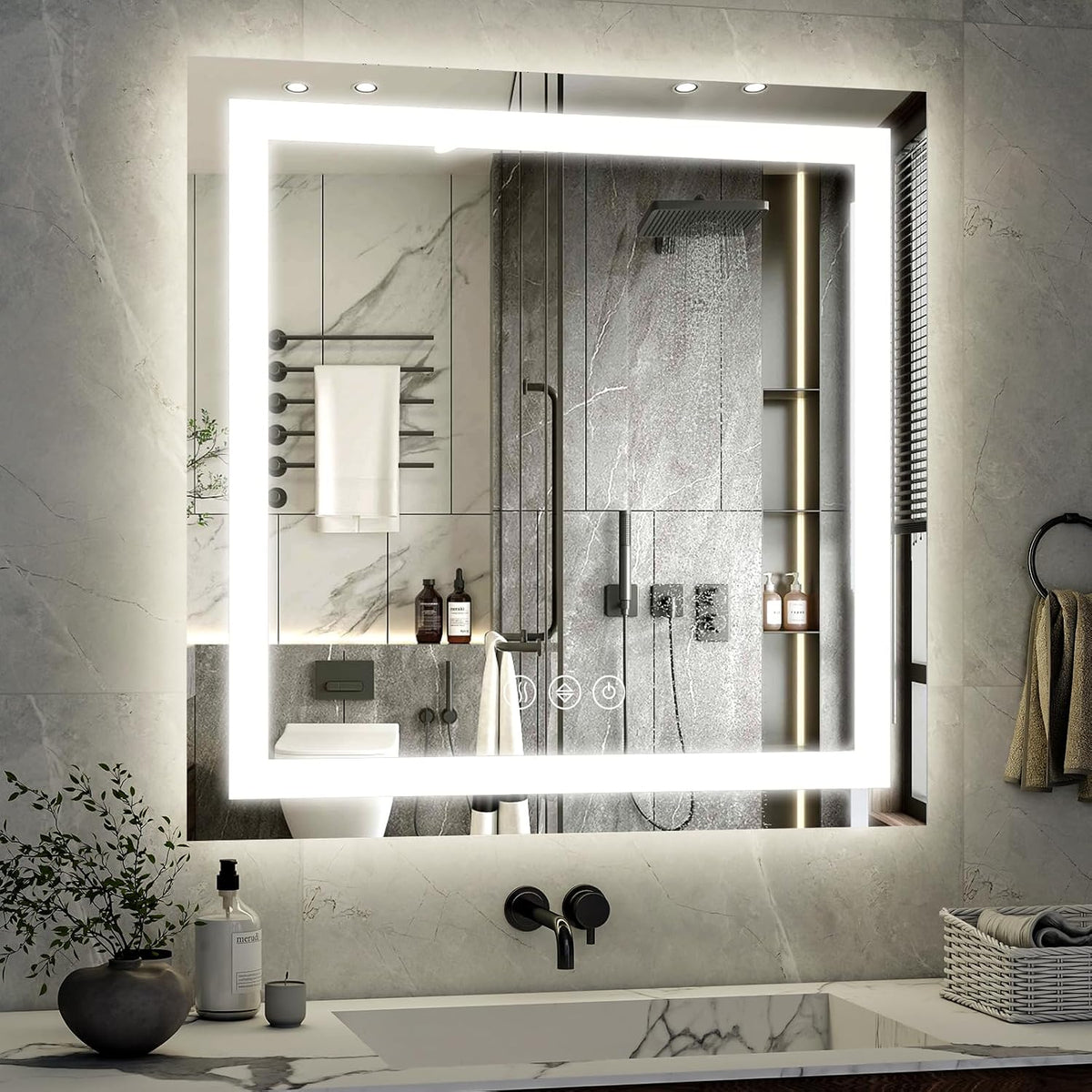 40"X60"LED Bathroom Mirror, Backlit + Front Lit Wall Mirror