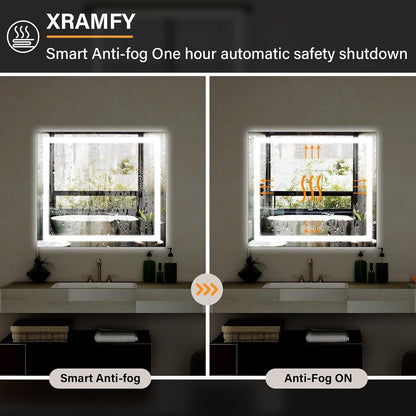40"X60"LED Bathroom Mirror, Backlit + Front Lit Wall Mirror