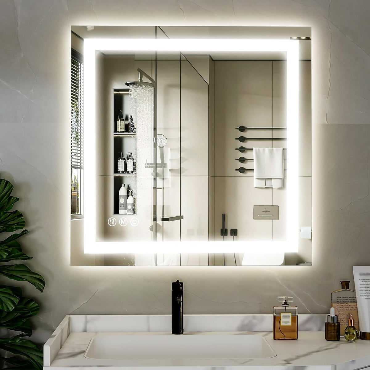 40"X60"LED Bathroom Mirror, Backlit + Front Lit Wall Mirror