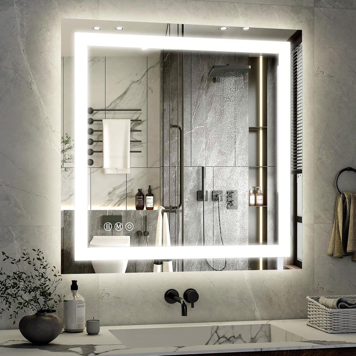 40"X60"LED Bathroom Mirror, Backlit + Front Lit Wall Mirror