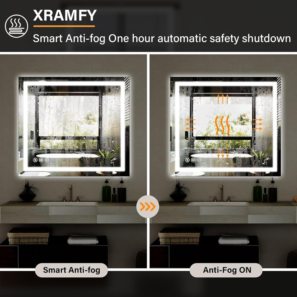 40"X60"LED Bathroom Mirror, Backlit + Front Lit Wall Mirror