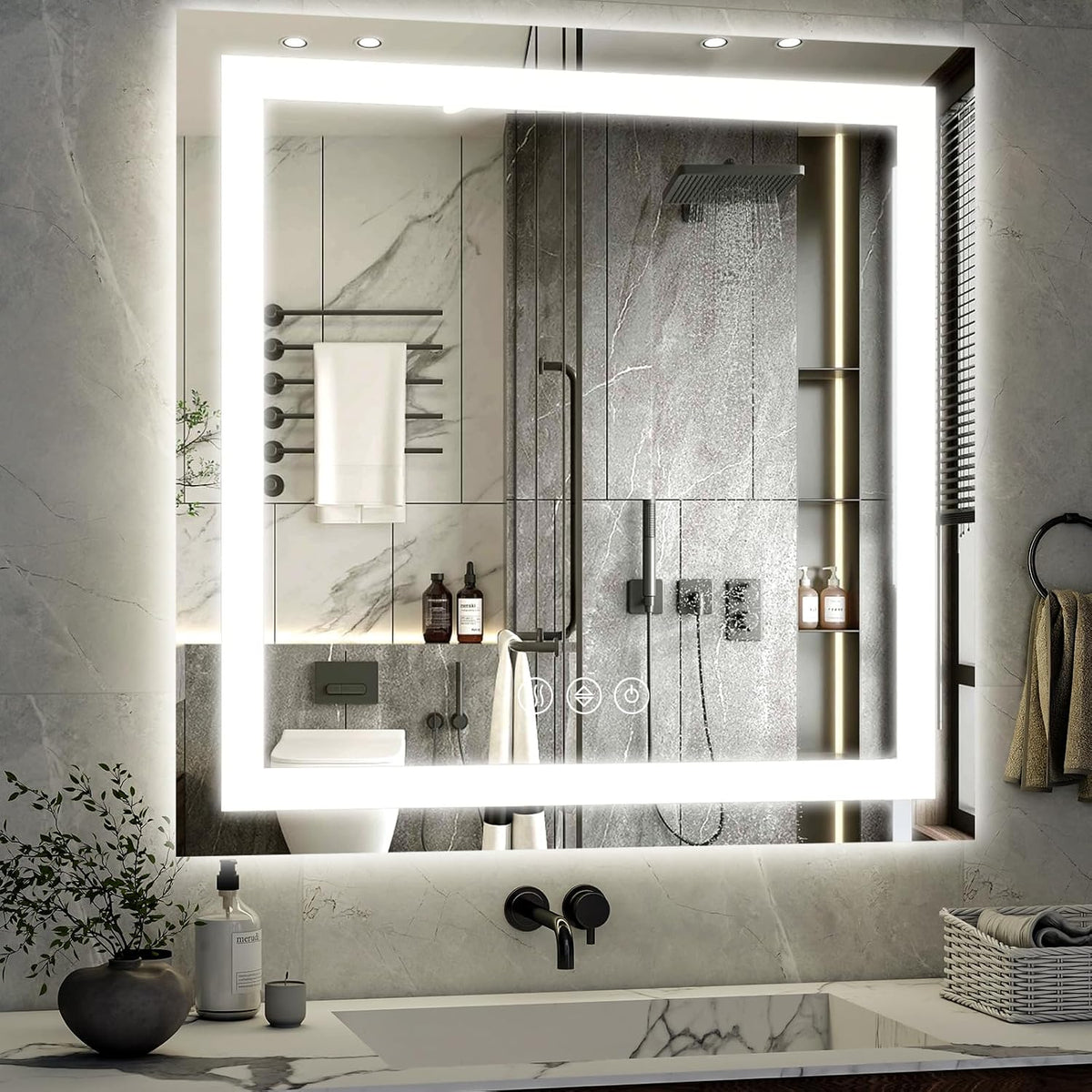 40"X60"LED Bathroom Mirror, Backlit + Front Lit Wall Mirror