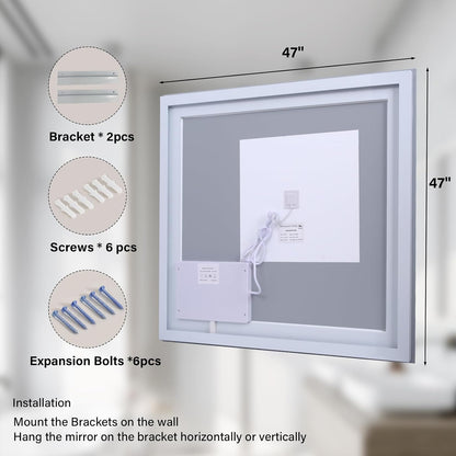 40"X60"LED Bathroom Mirror, Backlit + Front Lit Wall Mirror