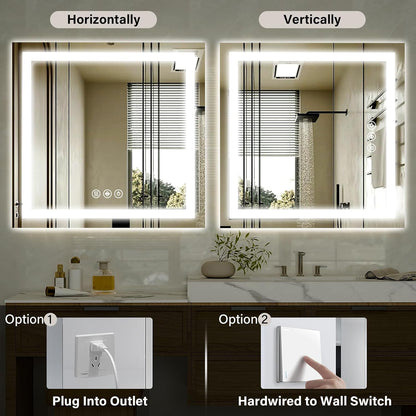 40"X60"LED Bathroom Mirror, Backlit + Front Lit Wall Mirror
