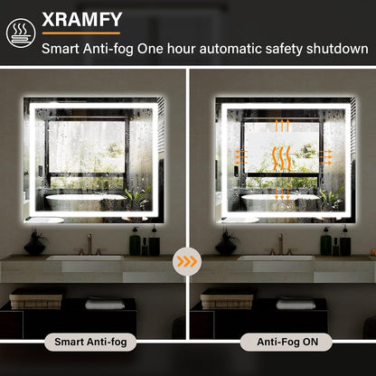 40"X60"LED Bathroom Mirror, Backlit + Front Lit Wall Mirror