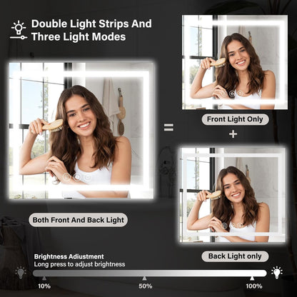 40"X60"LED Bathroom Mirror, Backlit + Front Lit Wall Mirror