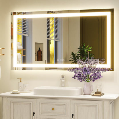 40"X60"LED Bathroom Mirror, Backlit + Front Lit Wall Mirror