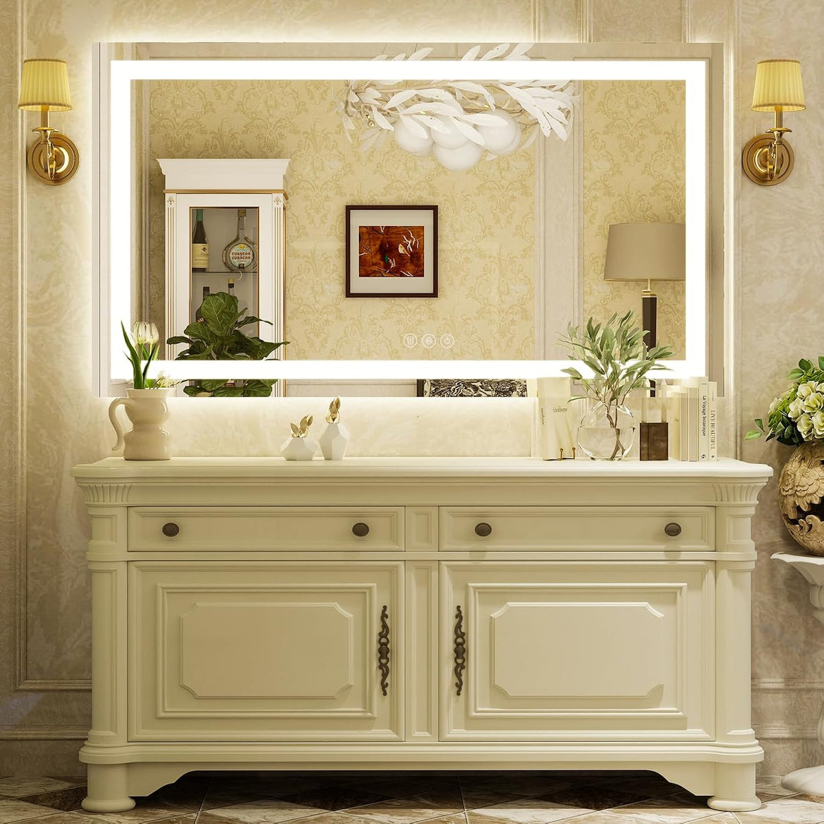 40"X60"LED Bathroom Mirror, Backlit + Front Lit Wall Mirror