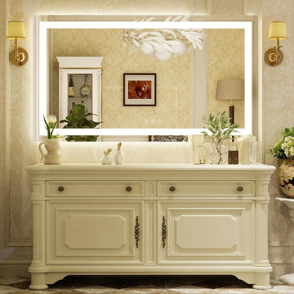 40"X60"LED Bathroom Mirror, Backlit + Front Lit Wall Mirror