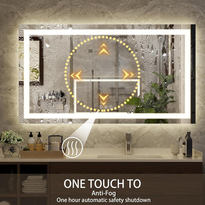 40"X60"LED Bathroom Mirror, Backlit + Front Lit Wall Mirror