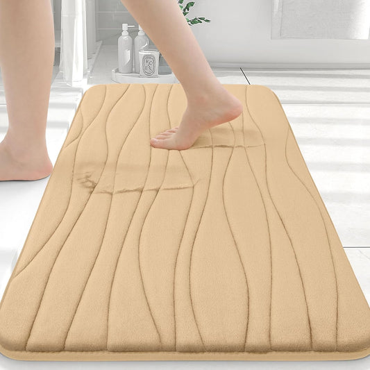 Memory Foam Bathroom Rug Mat 24x16, Extra Soft and Absorbent Bath Mats, Machine Washable Bath Rugs for Bathroom Floor,Tub and Shower, Dark Grey