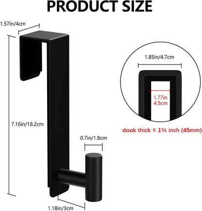 T-Shaped Over Door Hooks - Fits Wooden & Metal Doors Less Than 1.77" Wide,Door Hanger for Office,Bedroom Heavy-Duty Stainless Steel Doors(T Shape 2 Pack, Fits 1-3/4'' Thick)