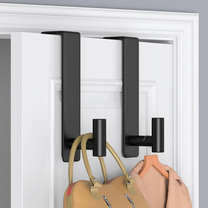 T-Shaped Over Door Hooks - Fits Wooden & Metal Doors Less Than 1.77" Wide,Door Hanger for Office,Bedroom Heavy-Duty Stainless Steel Doors(T Shape 2 Pack, Fits 1-3/4'' Thick)