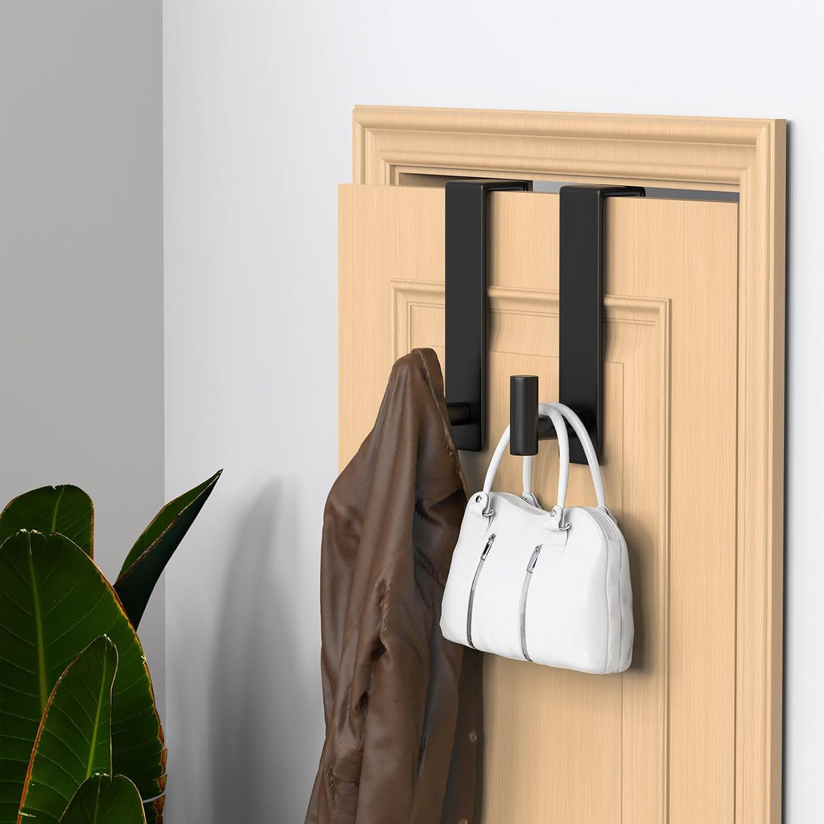 T-Shaped Over Door Hooks - Fits Wooden & Metal Doors Less Than 1.77" Wide,Door Hanger for Office,Bedroom Heavy-Duty Stainless Steel Doors(T Shape 2 Pack, Fits 1-3/4'' Thick)