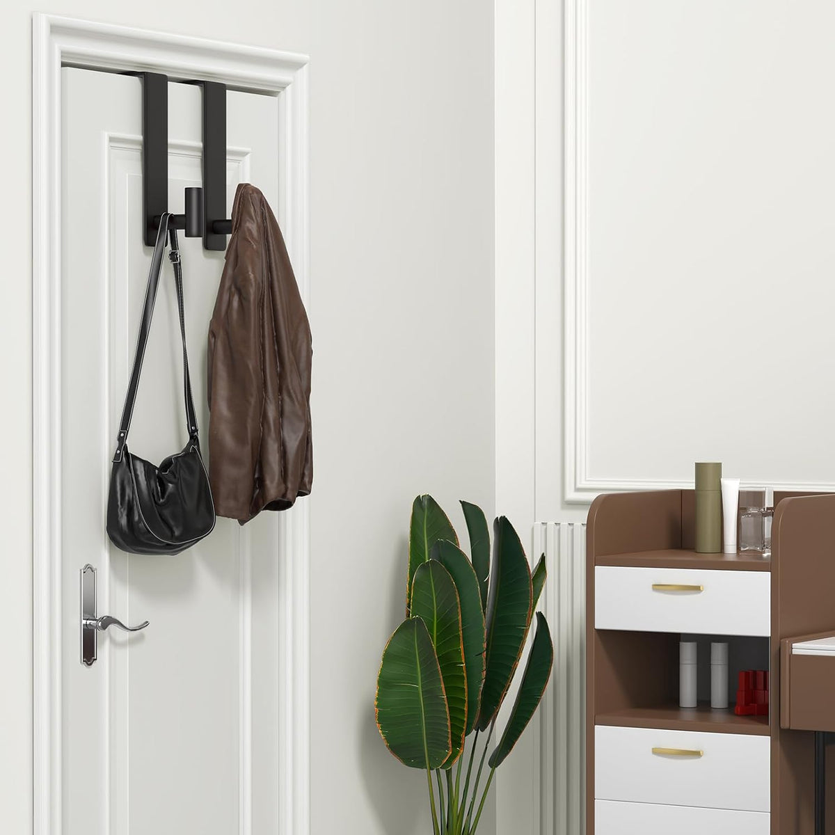 T-Shaped Over Door Hooks - Fits Wooden & Metal Doors Less Than 1.77" Wide,Door Hanger for Office,Bedroom Heavy-Duty Stainless Steel Doors(T Shape 2 Pack, Fits 1-3/4'' Thick)