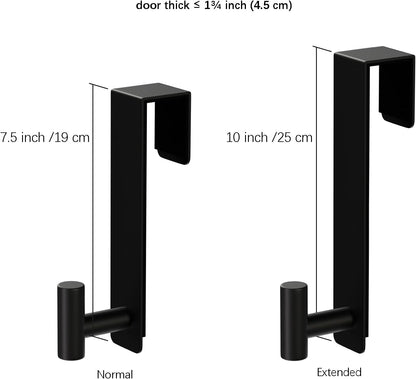 T-Shaped Over Door Hooks - Fits Wooden & Metal Doors Less Than 1.77" Wide,Door Hanger for Office,Bedroom Heavy-Duty Stainless Steel Doors(T Shape 2 Pack, Fits 1-3/4'' Thick)