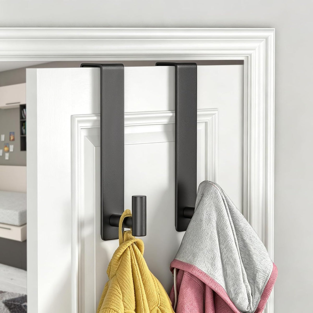 T-Shaped Over Door Hooks - Fits Wooden & Metal Doors Less Than 1.77" Wide,Door Hanger for Office,Bedroom Heavy-Duty Stainless Steel Doors(T Shape 2 Pack, Fits 1-3/4'' Thick)