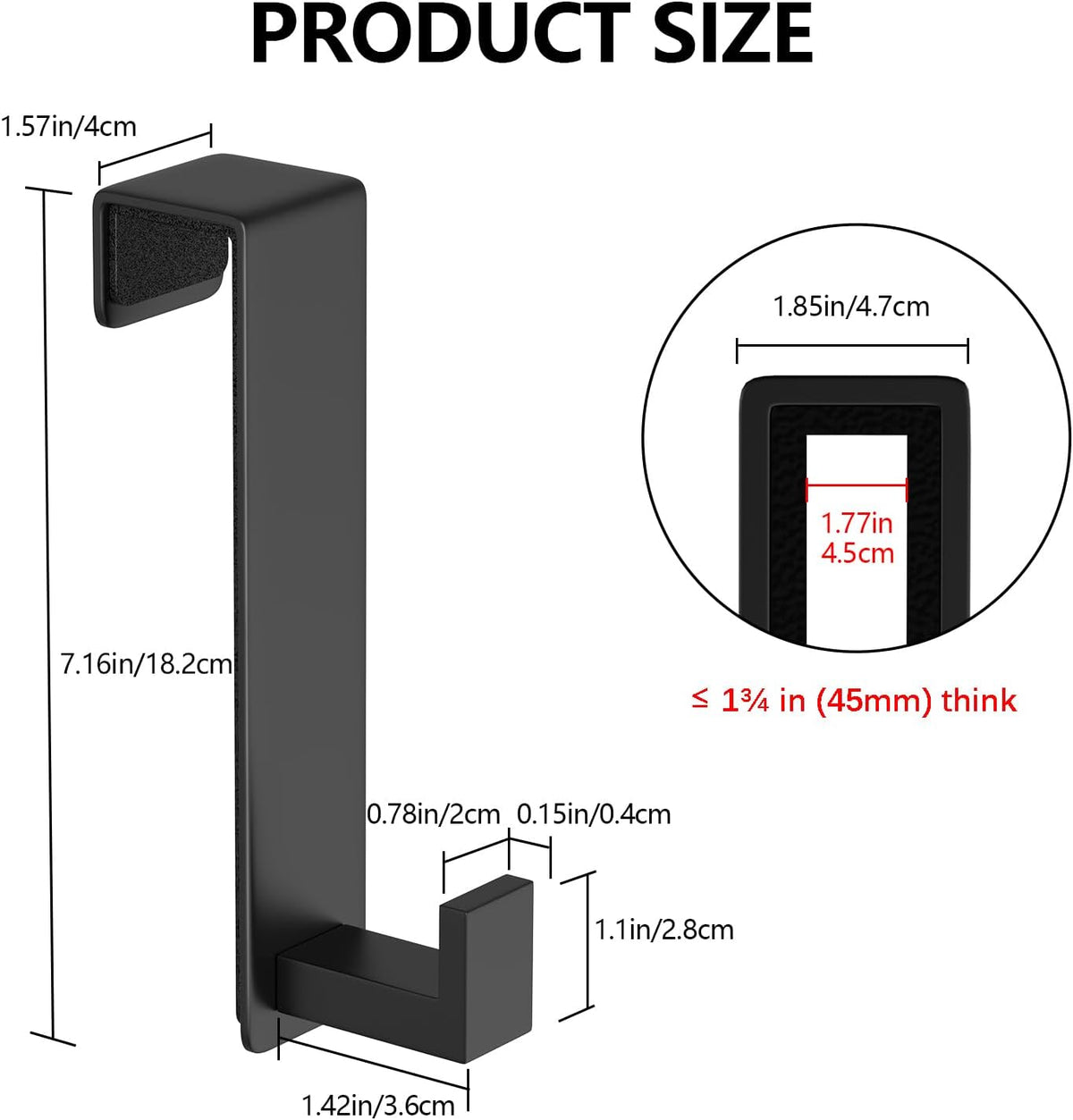 T-Shaped Over Door Hooks - Fits Wooden & Metal Doors Less Than 1.77" Wide,Door Hanger for Office,Bedroom Heavy-Duty Stainless Steel Doors(T Shape 2 Pack, Fits 1-3/4'' Thick)