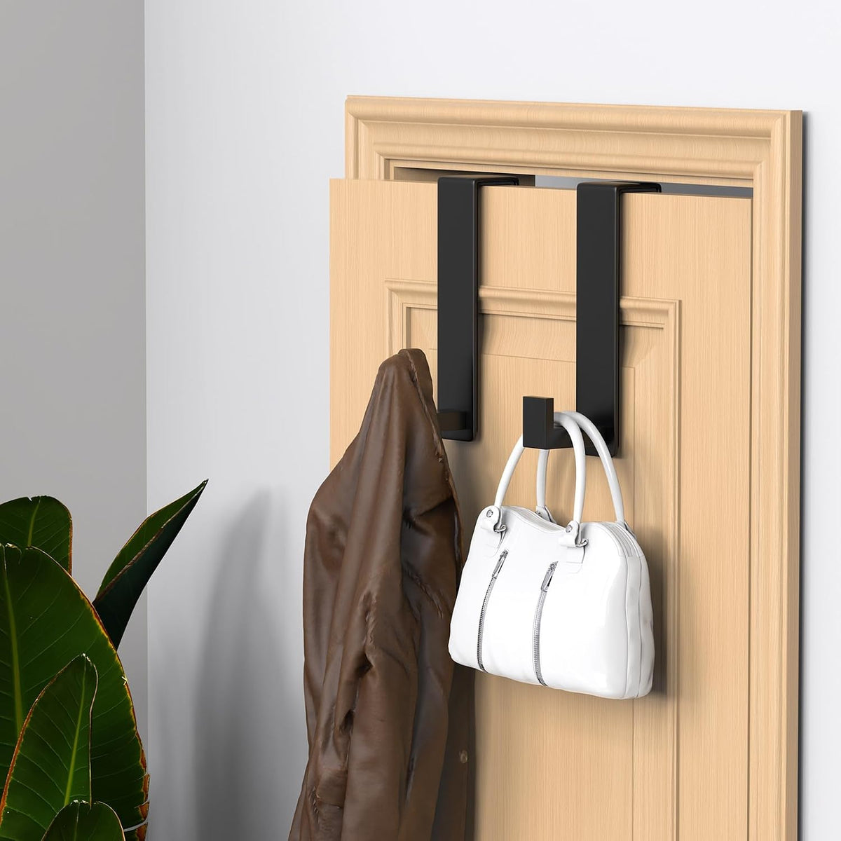 T-Shaped Over Door Hooks - Fits Wooden & Metal Doors Less Than 1.77" Wide,Door Hanger for Office,Bedroom Heavy-Duty Stainless Steel Doors(T Shape 2 Pack, Fits 1-3/4'' Thick)