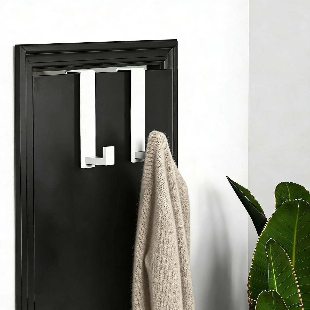 T-Shaped Over Door Hooks - Fits Wooden & Metal Doors Less Than 1.77" Wide,Door Hanger for Office,Bedroom Heavy-Duty Stainless Steel Doors(T Shape 2 Pack, Fits 1-3/4'' Thick)