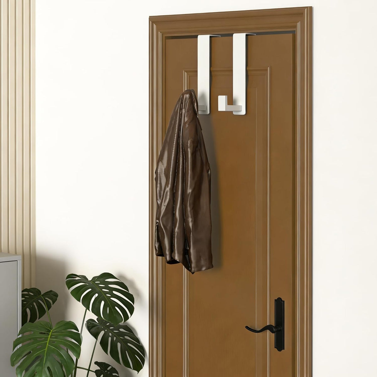 T-Shaped Over Door Hooks - Fits Wooden & Metal Doors Less Than 1.77" Wide,Door Hanger for Office,Bedroom Heavy-Duty Stainless Steel Doors(T Shape 2 Pack, Fits 1-3/4'' Thick)