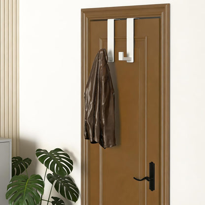 T-Shaped Over Door Hooks - Fits Wooden & Metal Doors Less Than 1.77" Wide,Door Hanger for Office,Bedroom Heavy-Duty Stainless Steel Doors(T Shape 2 Pack, Fits 1-3/4'' Thick)