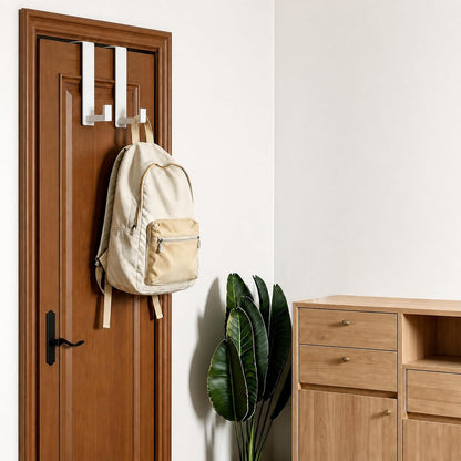 T-Shaped Over Door Hooks - Fits Wooden & Metal Doors Less Than 1.77" Wide,Door Hanger for Office,Bedroom Heavy-Duty Stainless Steel Doors(T Shape 2 Pack, Fits 1-3/4'' Thick)