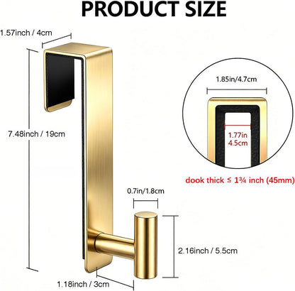T-Shaped Over Door Hooks - Fits Wooden & Metal Doors Less Than 1.77" Wide,Door Hanger for Office,Bedroom Heavy-Duty Stainless Steel Doors(T Shape 2 Pack, Fits 1-3/4'' Thick)