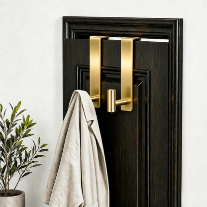 T-Shaped Over Door Hooks - Fits Wooden & Metal Doors Less Than 1.77" Wide,Door Hanger for Office,Bedroom Heavy-Duty Stainless Steel Doors(T Shape 2 Pack, Fits 1-3/4'' Thick)