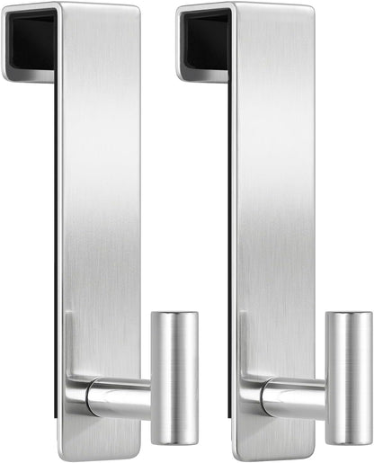 T-Shaped Over Door Hooks - Fits Wooden & Metal Doors Less Than 1.77" Wide,Door Hanger for Office,Bedroom Heavy-Duty Stainless Steel Doors(T Shape 2 Pack, Fits 1-3/4'' Thick)
