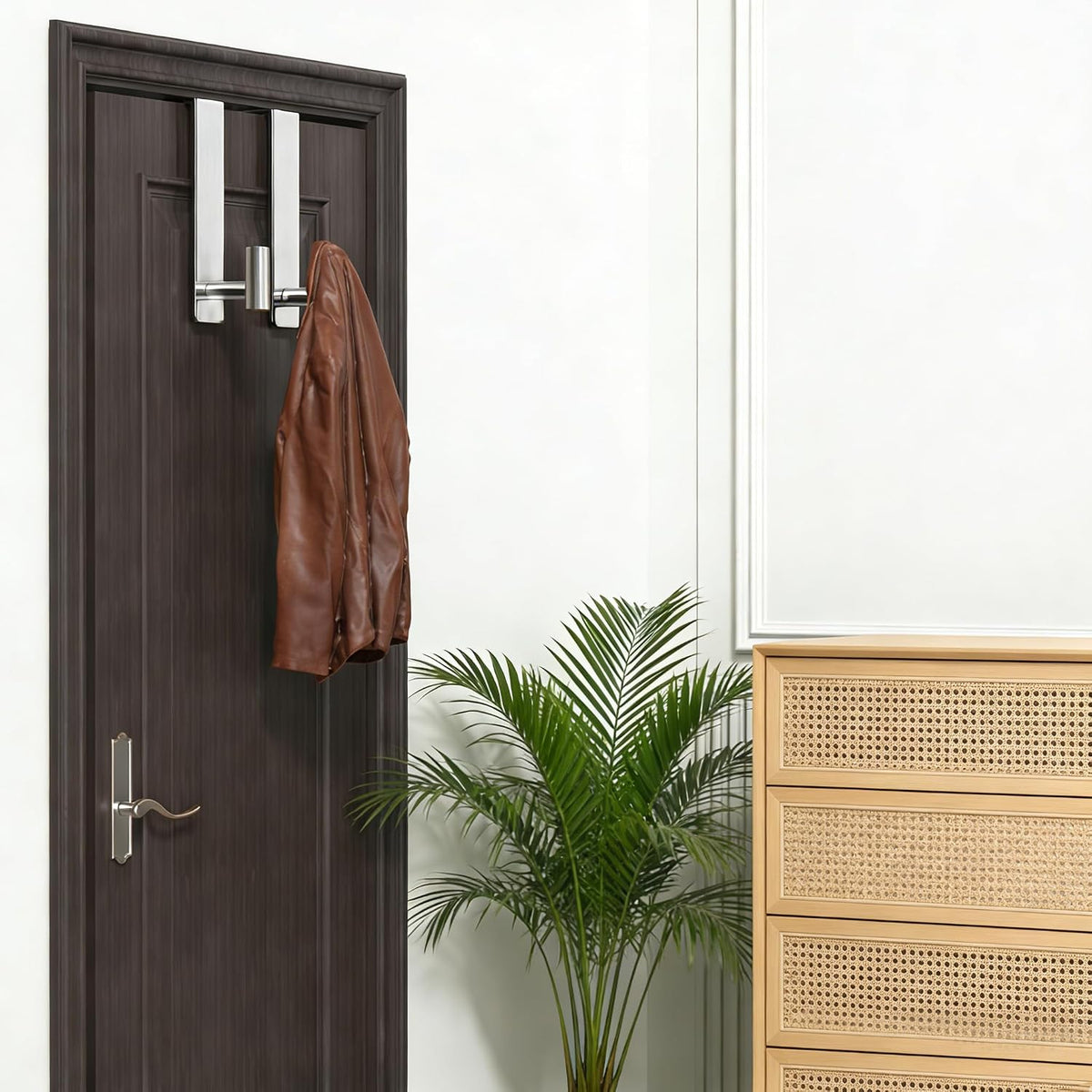 T-Shaped Over Door Hooks - Fits Wooden & Metal Doors Less Than 1.77" Wide,Door Hanger for Office,Bedroom Heavy-Duty Stainless Steel Doors(T Shape 2 Pack, Fits 1-3/4'' Thick)