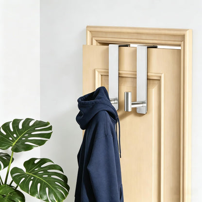 T-Shaped Over Door Hooks - Fits Wooden & Metal Doors Less Than 1.77" Wide,Door Hanger for Office,Bedroom Heavy-Duty Stainless Steel Doors(T Shape 2 Pack, Fits 1-3/4'' Thick)
