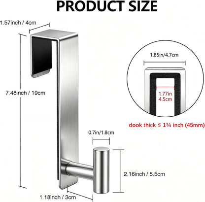 T-Shaped Over Door Hooks - Fits Wooden & Metal Doors Less Than 1.77" Wide,Door Hanger for Office,Bedroom Heavy-Duty Stainless Steel Doors(T Shape 2 Pack, Fits 1-3/4'' Thick)