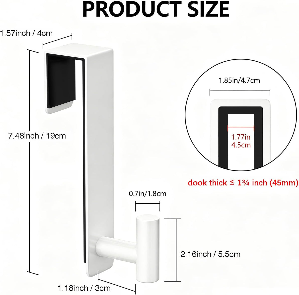 T-Shaped Over Door Hooks - Fits Wooden & Metal Doors Less Than 1.77" Wide,Door Hanger for Office,Bedroom Heavy-Duty Stainless Steel Doors(T Shape 2 Pack, Fits 1-3/4'' Thick)