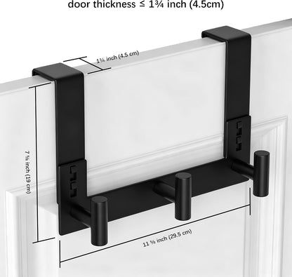 T-Shaped Over Door Hooks - Fits Wooden & Metal Doors Less Than 1.77" Wide,Door Hanger for Office,Bedroom Heavy-Duty Stainless Steel Doors(T Shape 2 Pack, Fits 1-3/4'' Thick)