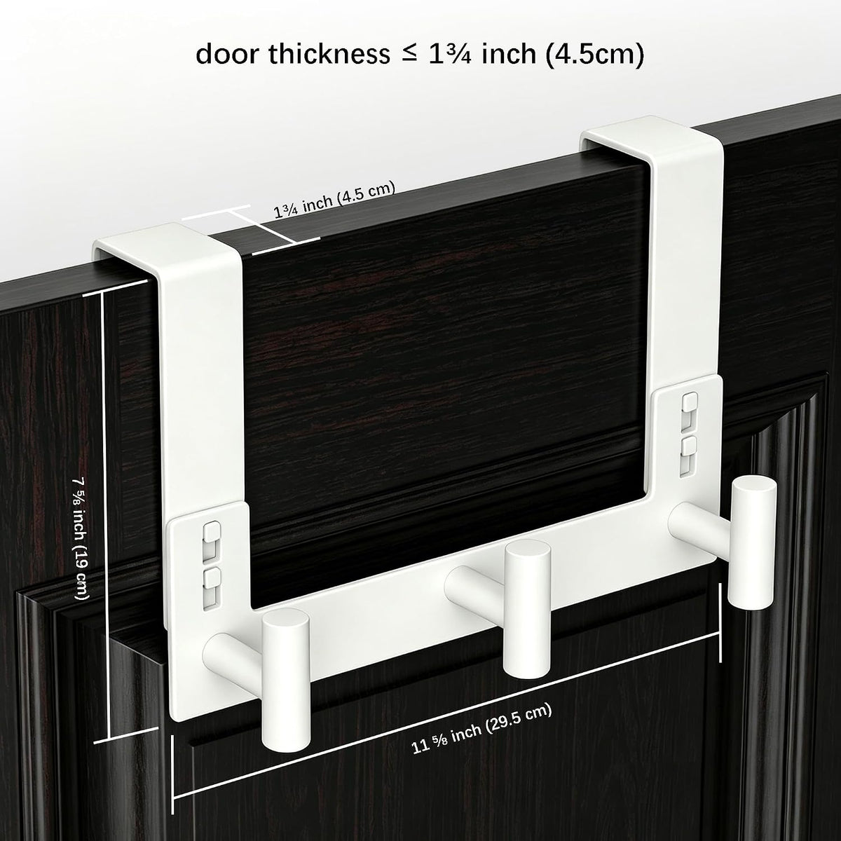 T-Shaped Over Door Hooks - Fits Wooden & Metal Doors Less Than 1.77" Wide,Door Hanger for Office,Bedroom Heavy-Duty Stainless Steel Doors(T Shape 2 Pack, Fits 1-3/4'' Thick)