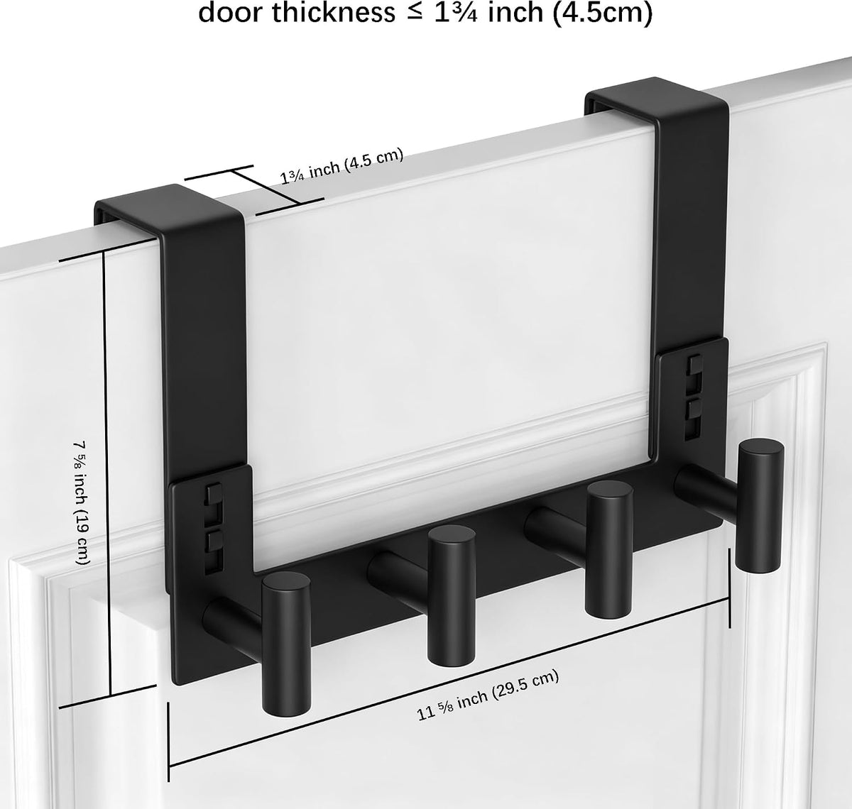 T-Shaped Over Door Hooks - Fits Wooden & Metal Doors Less Than 1.77" Wide,Door Hanger for Office,Bedroom Heavy-Duty Stainless Steel Doors(T Shape 2 Pack, Fits 1-3/4'' Thick)