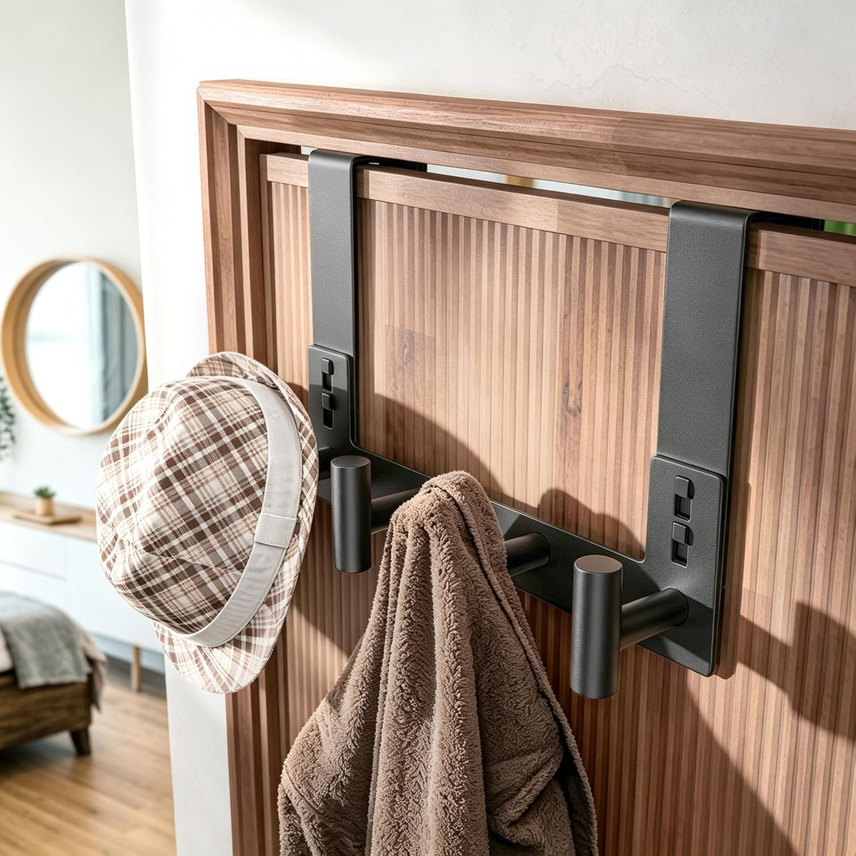 T-Shaped Over Door Hooks - Fits Wooden & Metal Doors Less Than 1.77" Wide,Door Hanger for Office,Bedroom Heavy-Duty Stainless Steel Doors(T Shape 2 Pack, Fits 1-3/4'' Thick)
