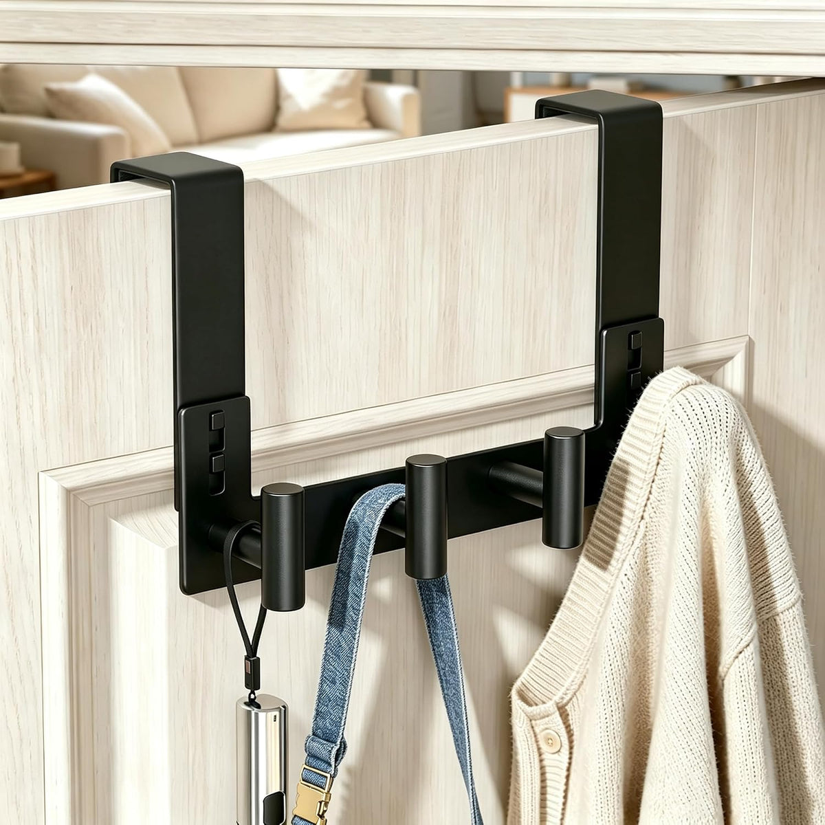 T-Shaped Over Door Hooks - Fits Wooden & Metal Doors Less Than 1.77" Wide,Door Hanger for Office,Bedroom Heavy-Duty Stainless Steel Doors(T Shape 2 Pack, Fits 1-3/4'' Thick)