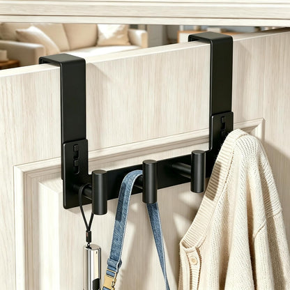 T-Shaped Over Door Hooks - Fits Wooden & Metal Doors Less Than 1.77" Wide,Door Hanger for Office,Bedroom Heavy-Duty Stainless Steel Doors(T Shape 2 Pack, Fits 1-3/4'' Thick)