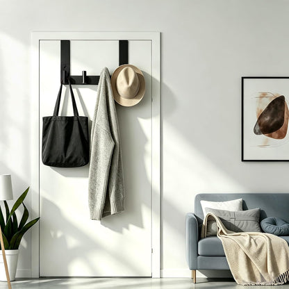 T-Shaped Over Door Hooks - Fits Wooden & Metal Doors Less Than 1.77" Wide,Door Hanger for Office,Bedroom Heavy-Duty Stainless Steel Doors(T Shape 2 Pack, Fits 1-3/4'' Thick)